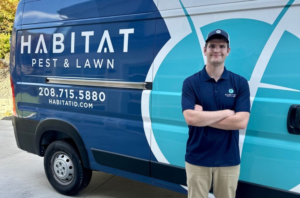 A Habitat Pest & Lawn employee providing expert rodent control services in Homedale, ID, using professional tools and expertise for effective protection.